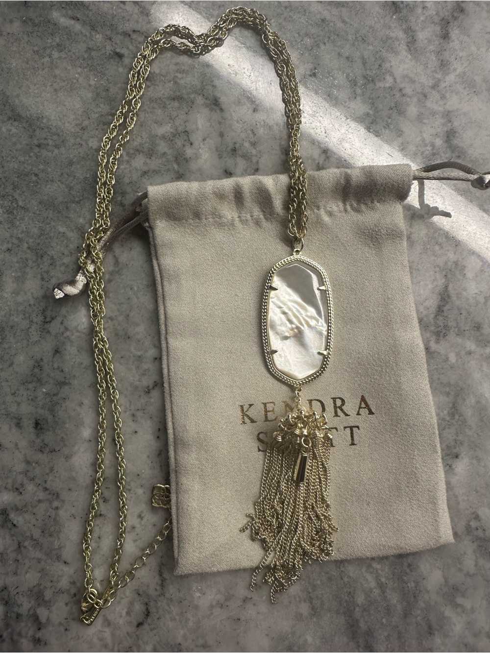 Kendra Scott Rayne Mother-of-Pearl Tassel Necklace
